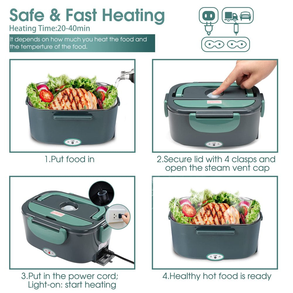 Electric Lunch Box Food Heater 60W, Portable Food Warmer Self Heating Lunch Box